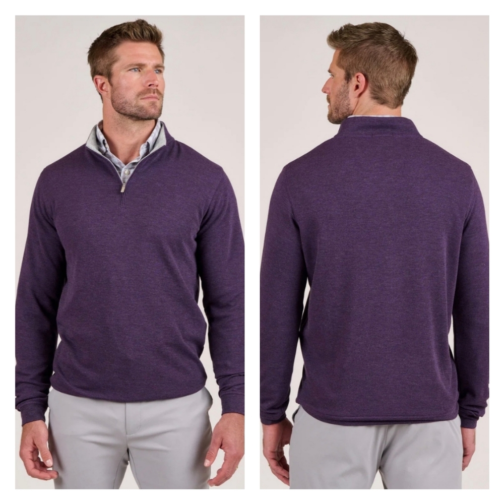 Peter Millar Crown Comfort Interlock 1/4 Zip Pullover Sweater Burgundy Red Large - Picture 15 of 16